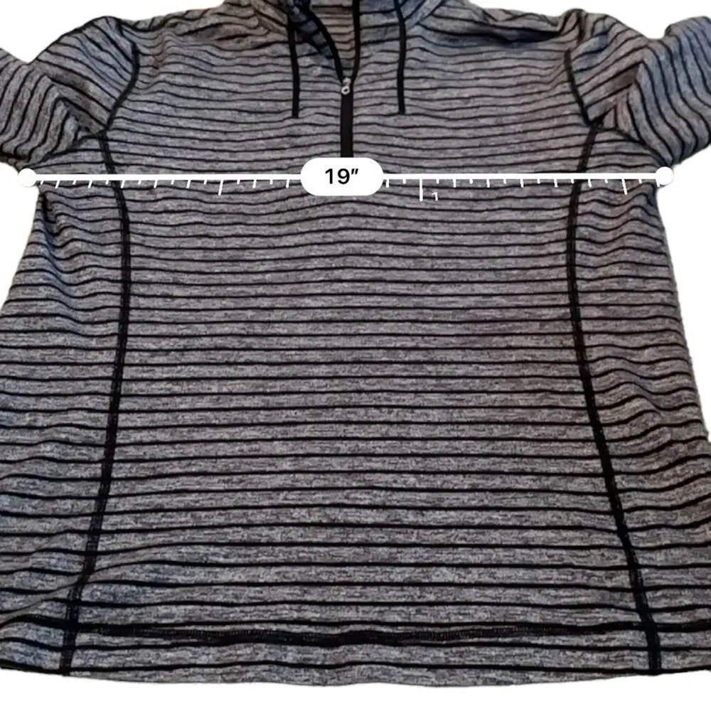 Lululemon Surge‎ Warm 1/2 Zip Jacket in Raven Stripe Black Heathered Black Sz M